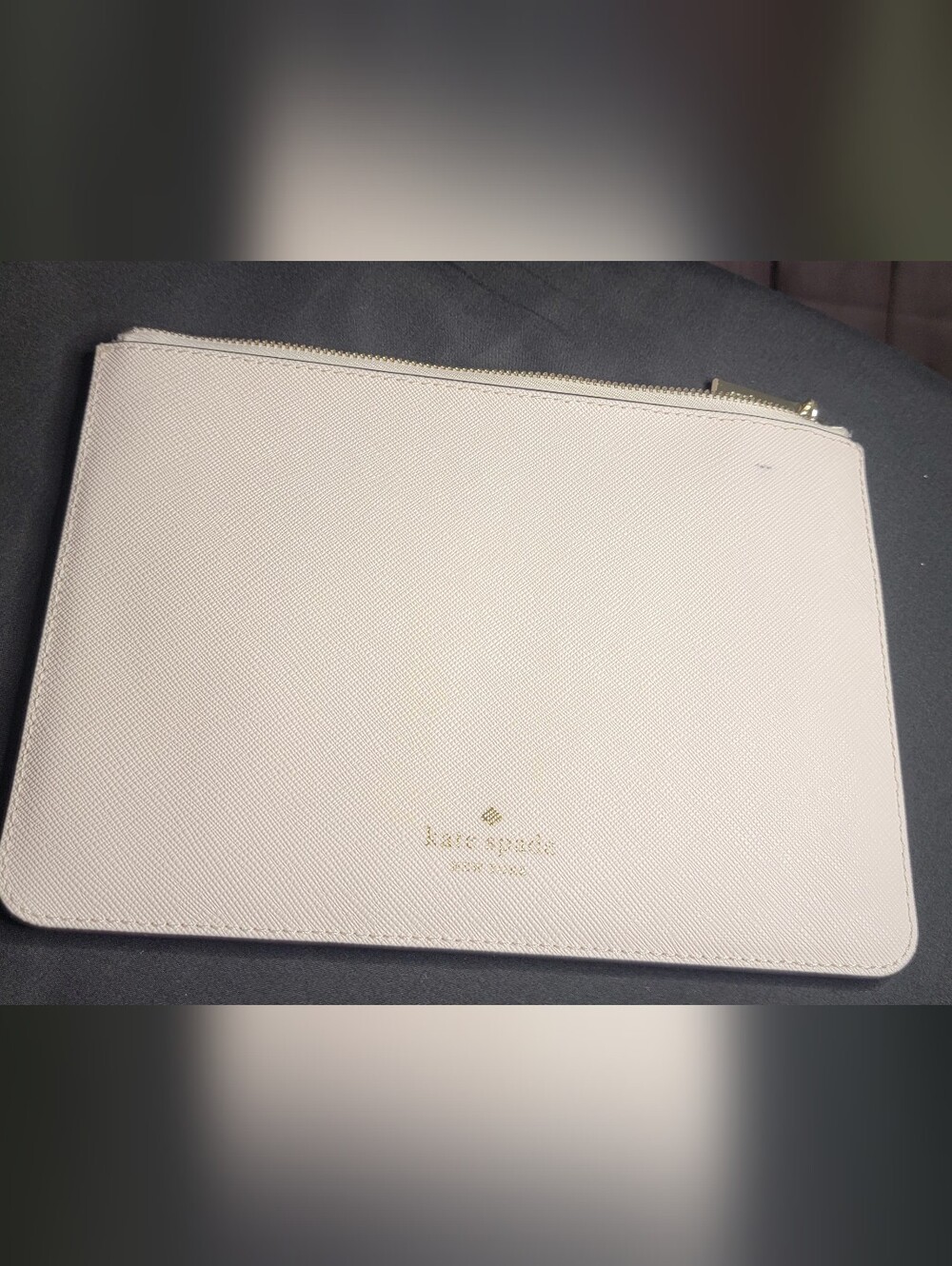 kate spade Cream Saffiano Zip Pouch